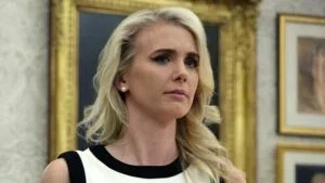 Natalie Harp in Trump's tackily gilded Oval Office in February 2026.