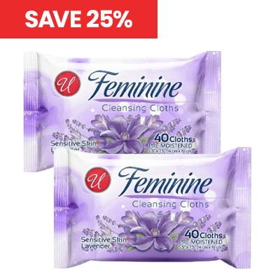 Feminine Cleansing Wipes - Lavender, 40 Pack