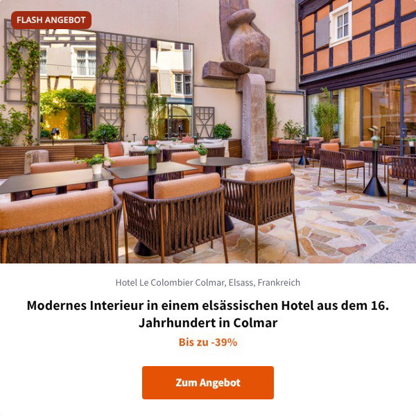 Modernes Interieur in einem elsässischen Hotel aus dem 16. Jahrhundert in Colmar