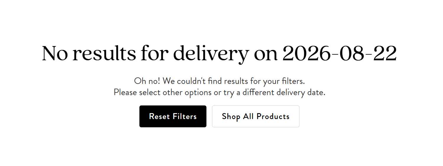 Farmgirl Website showing availability message