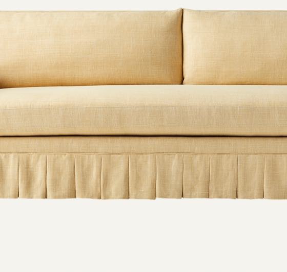 Grady Notch Arm Pleated Sofa in Wheat Washed Linen