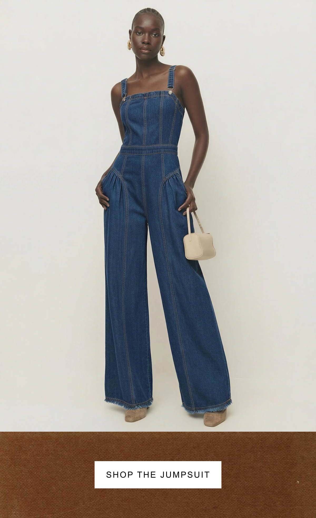 Square Neck Palazzo Denim Jumpsuit