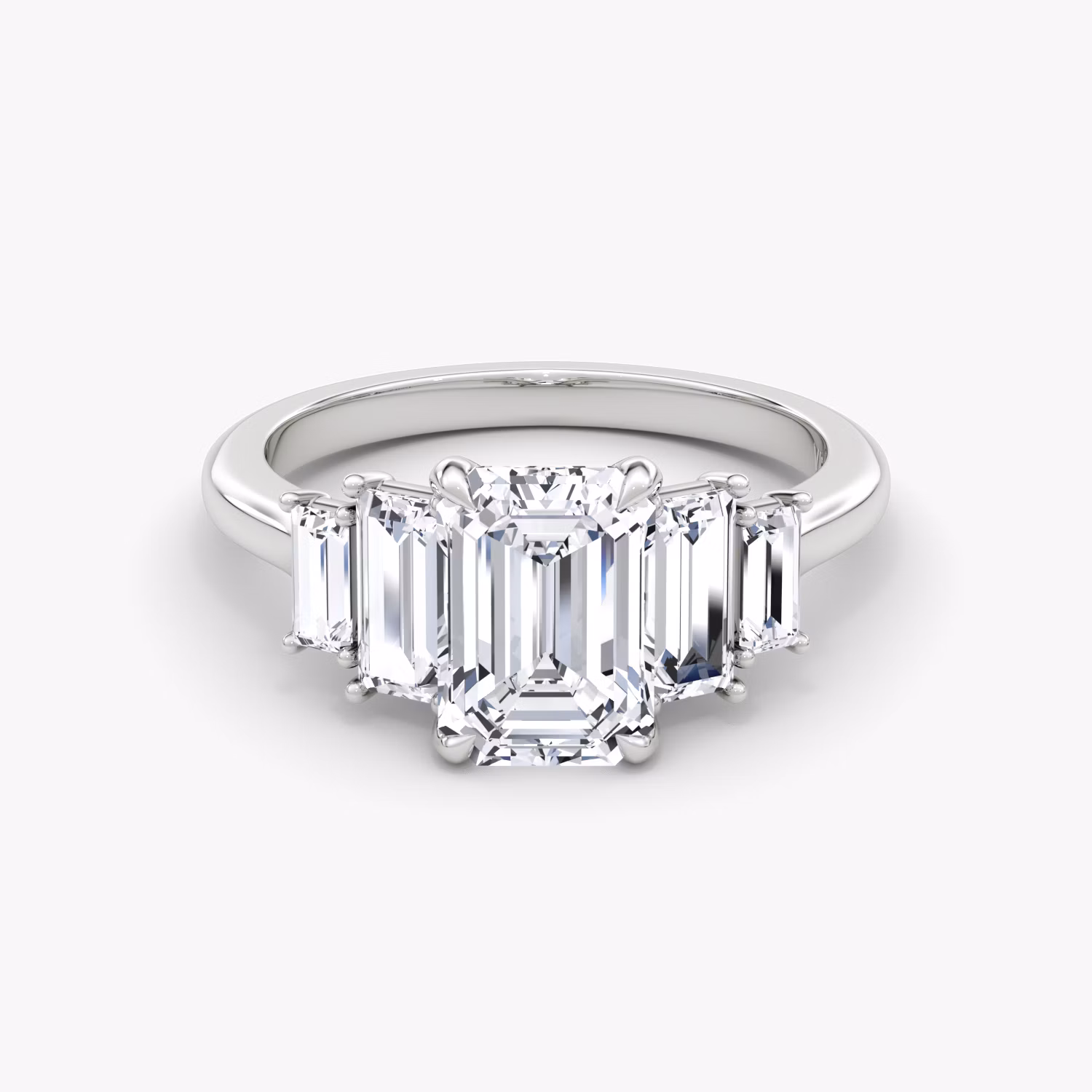 Five Stone Heirloom WG Emerald ( Step cut) 