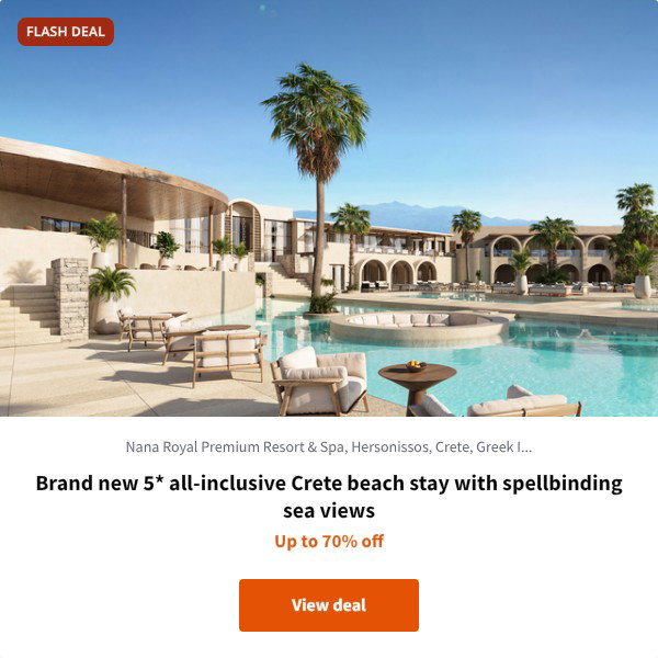 Brand new 5* all-inclusive Crete beach stay with spellbinding sea views
