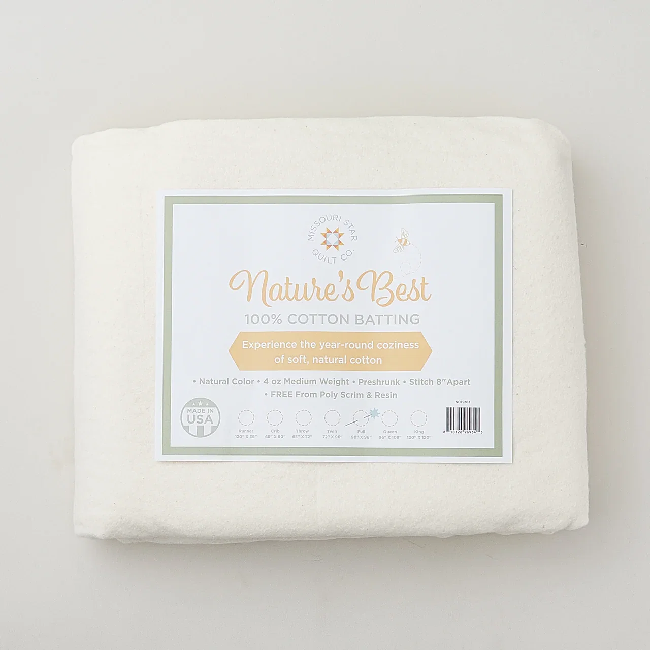 Missouri Star Nature's Best 100% Cotton Full Batting - Natural