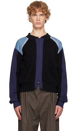 Black & Blue Munno Knit Cardigan - Kiko Kostadinov