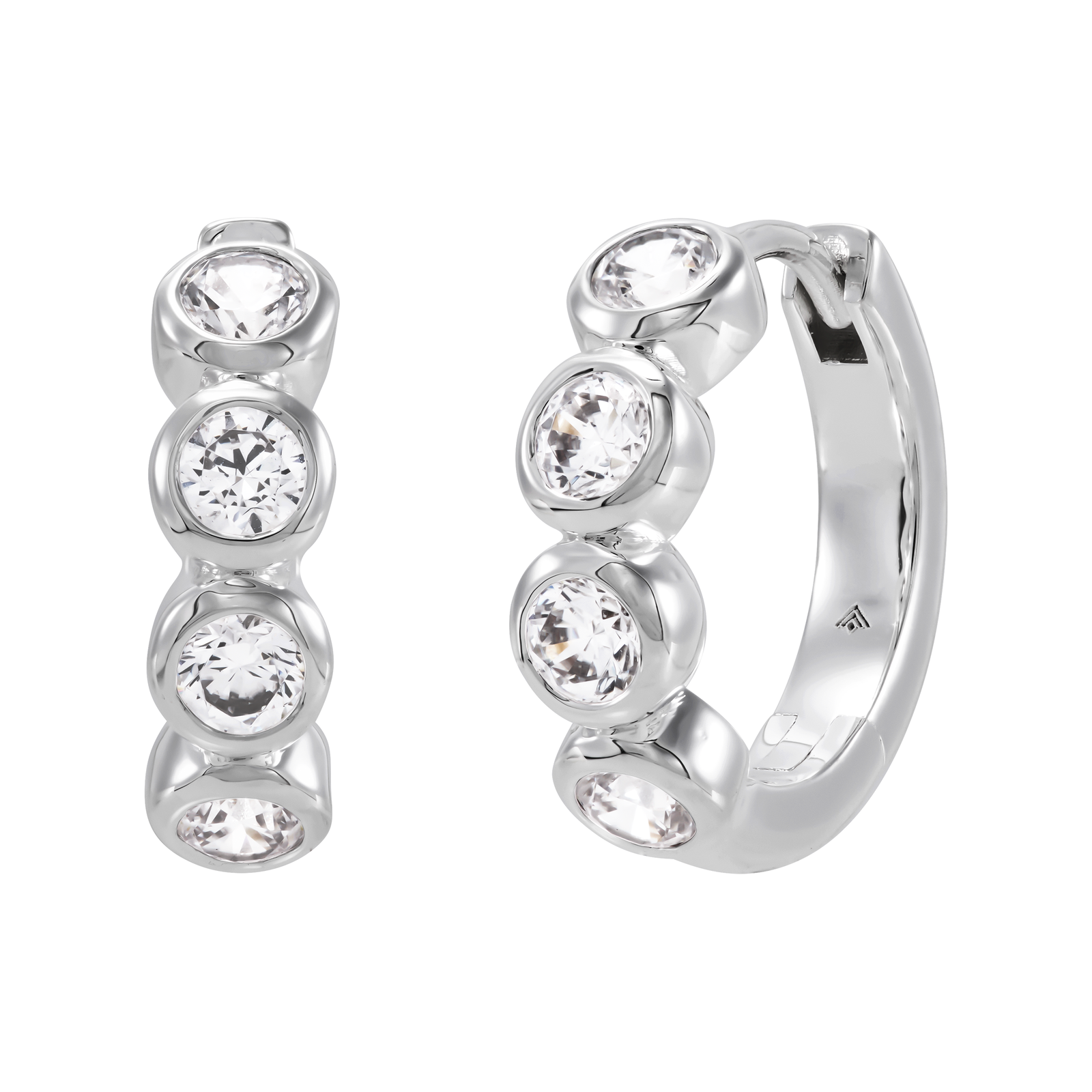 Bright Spot Hoop Earrings, White Cubic Zirconia