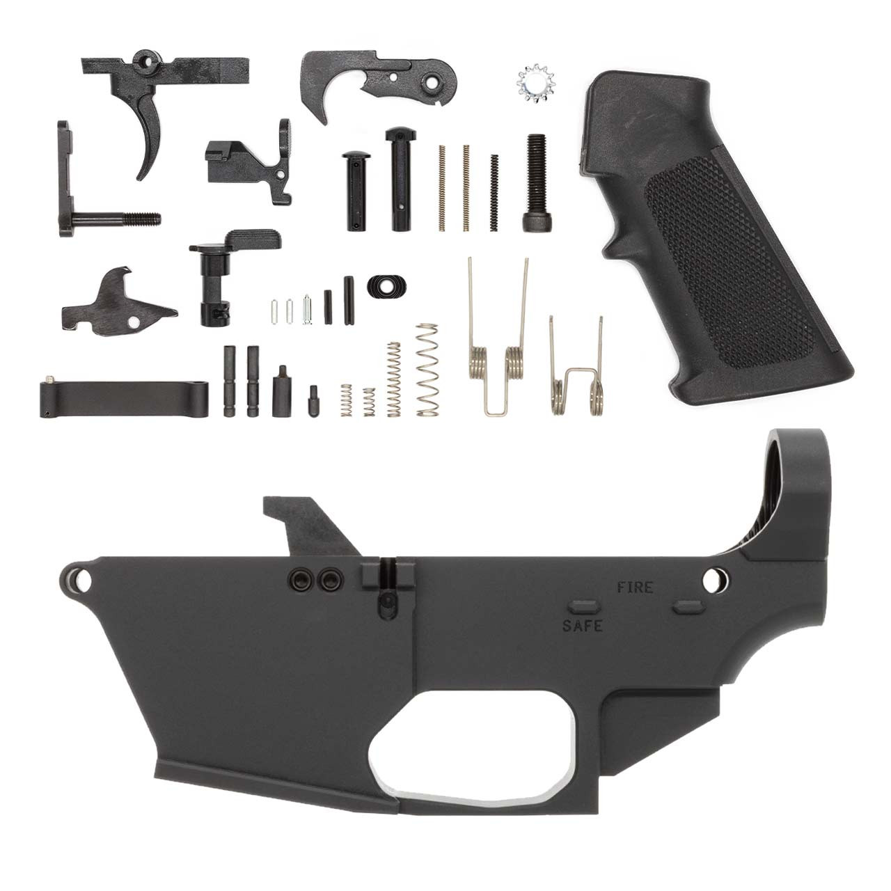Image of AR-9 80% Lower - Fire/Safe Marked - 9mm - Billet w/ Mil-Spec AR15 Lower Parts Kit
