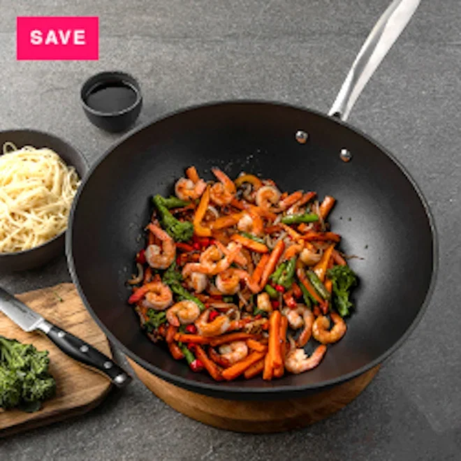 Sagenwolf Titanium Series Non-Stick Wok with Lid, 32cm