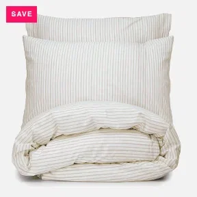Thread Office Natural Yarn Dye Reversible Stripe Duvet Cover Set
