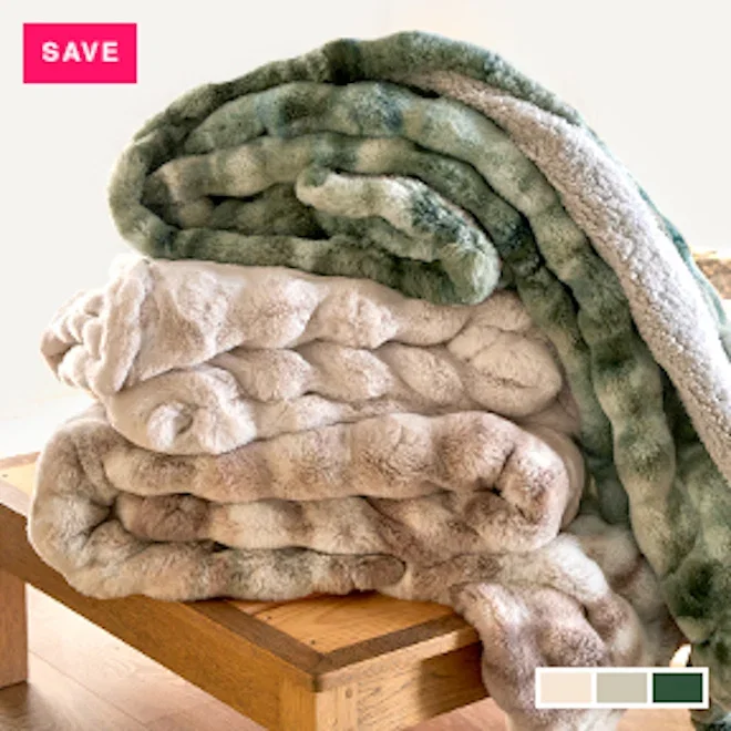 Thread Office Luxury Faux Fur Blanket, 200cm x 220cm