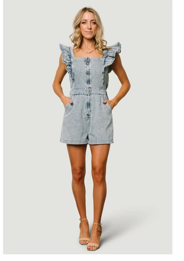 Montgomery Denim Romper - Blue