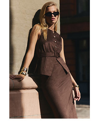 Shop Womens Faux Suede Novelty Button Front Belted Blazer Vest