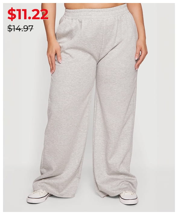 Shop Plus Size Pull On High Waisted Wide Leg Sweatpants