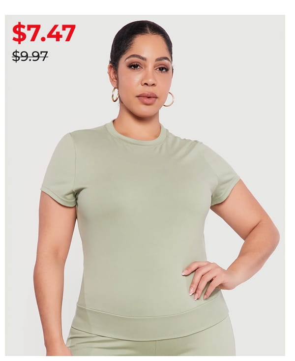 Shop Plus Size Short Sleeve High Neck Tee