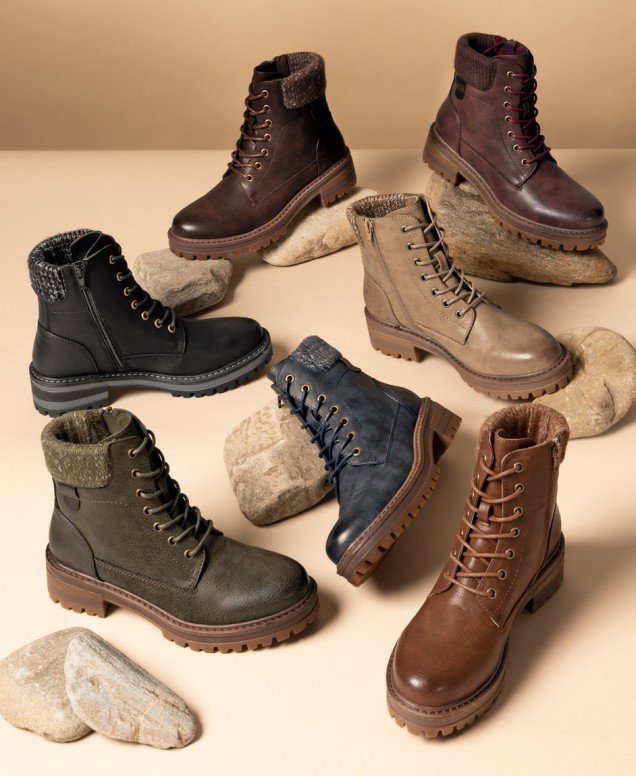 Ladies Knit Trim Walking Boots