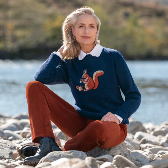 Ladies Lambswool Graphic Crew Neck Jumper