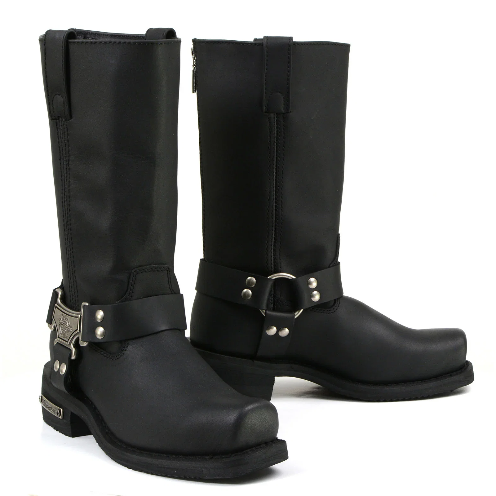 Image of MMCC Men's Black Leather Motorcycle Boots - MB410