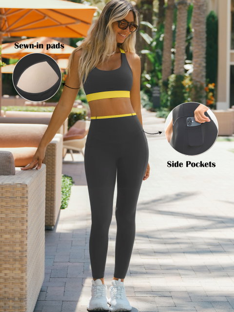 SculptForm™ Scoop Neck Color Block Legging Set