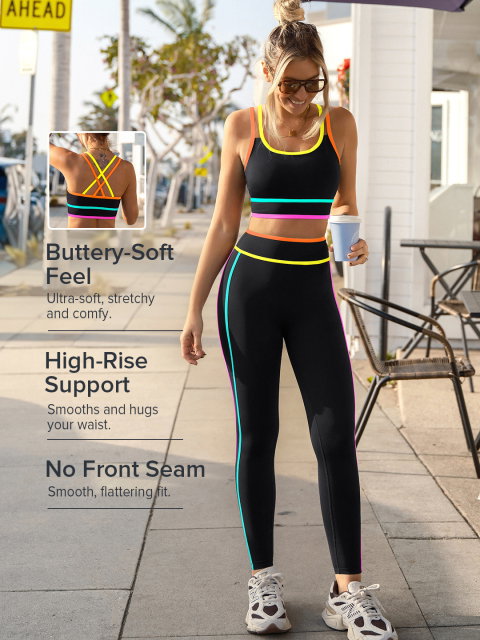 ColorSoft™ Contrast Trim Cross-Back Legging Set