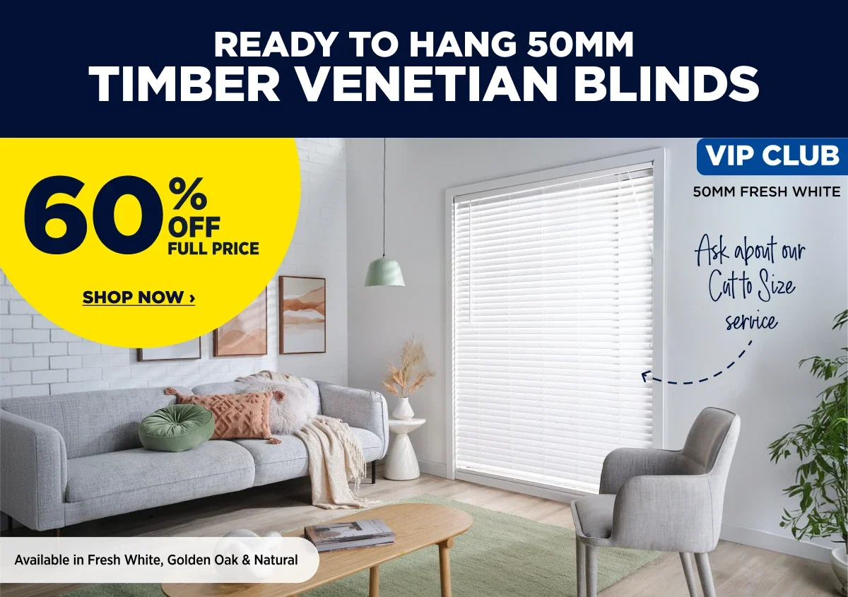 READY TO HANG TIMBER VENETIAN BLINDS 