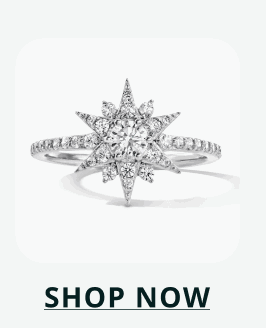 Men’s sterling silver starburst ring with central round stone & pave rays. Click here to shop now