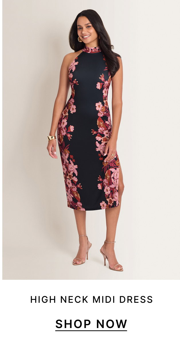 High Neck Midi Dress