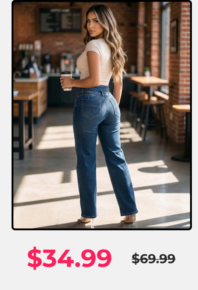 MX JEANS Butt Lift 3 Button Spandex Waist Straight Wide Leg Jeans Dark Blue