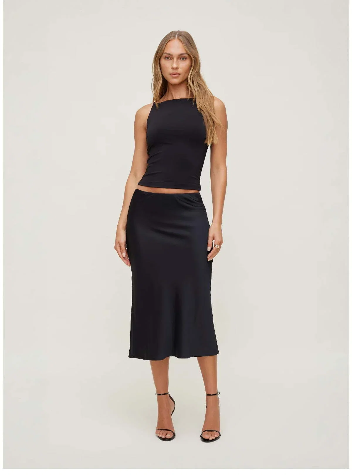Delila Satin Midi Skirt