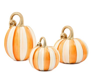 MacKenzie- Childs Set of 3 Elegant Stripe Pumpkins