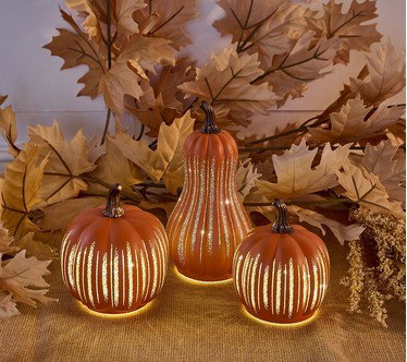 Set of 3 Mini Starry Night Glass Pumpkins & Gourd by Valerie
