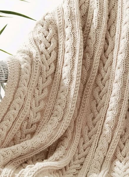 Free Braided Cables Knit Throw Pattern