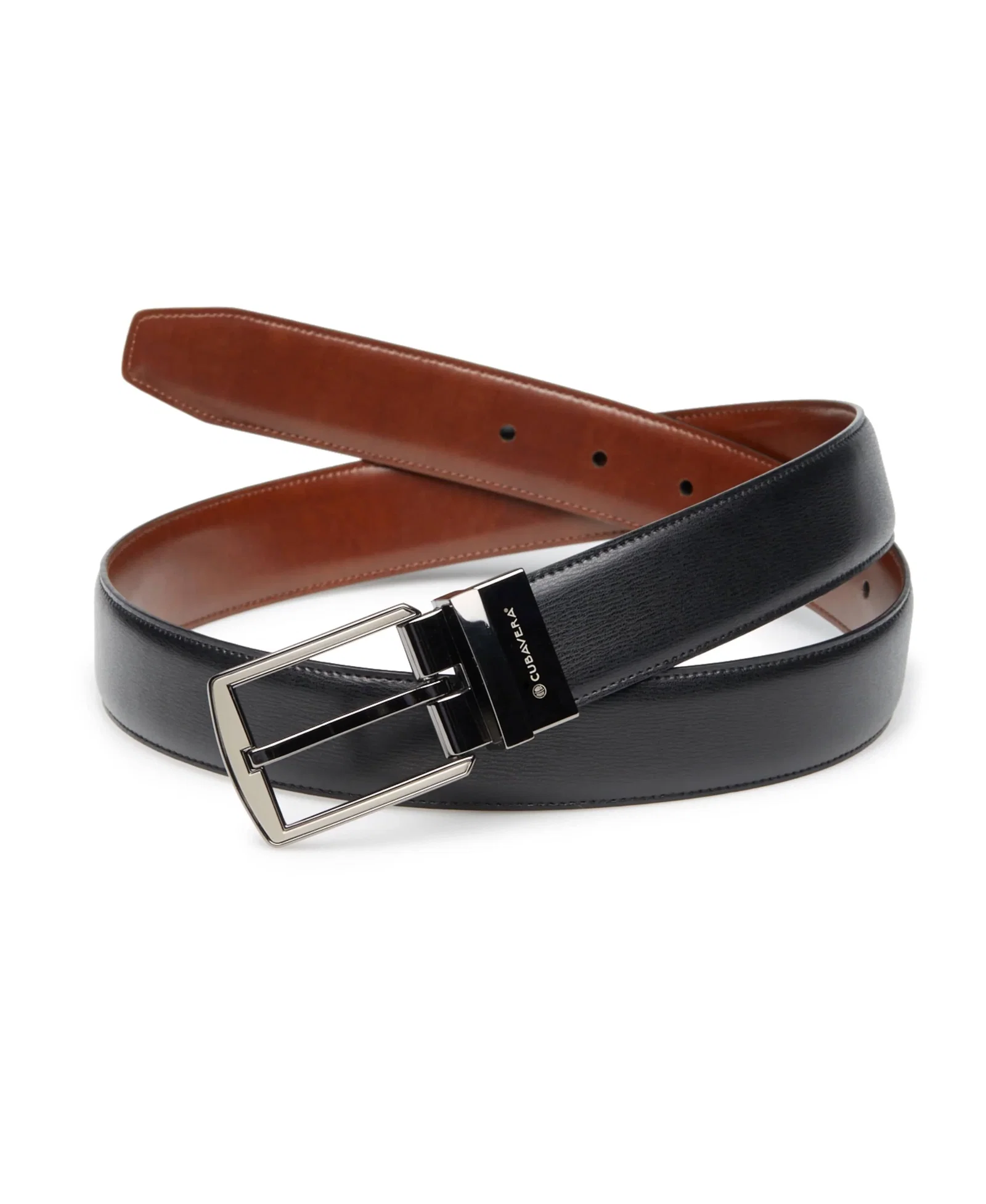 Image of Genuine Leather Reversible Belt With Gunmetal Buckle