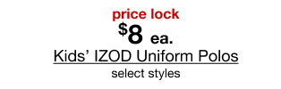 Price Lock | $8 Each Kids' IZOD Uniform Polos | Select styles