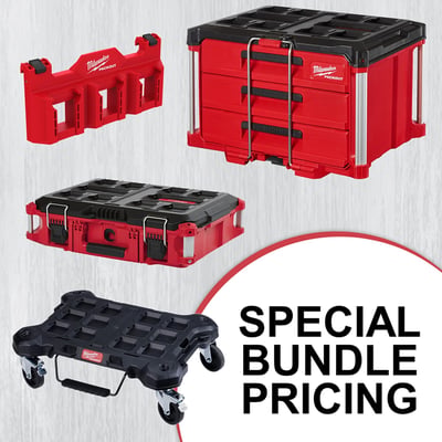 Milwaukee PACKOUT 3-Drawer Toolbox Kit with Dolly, Toolbox and Rack, Model# 48-22-8443SE25P2