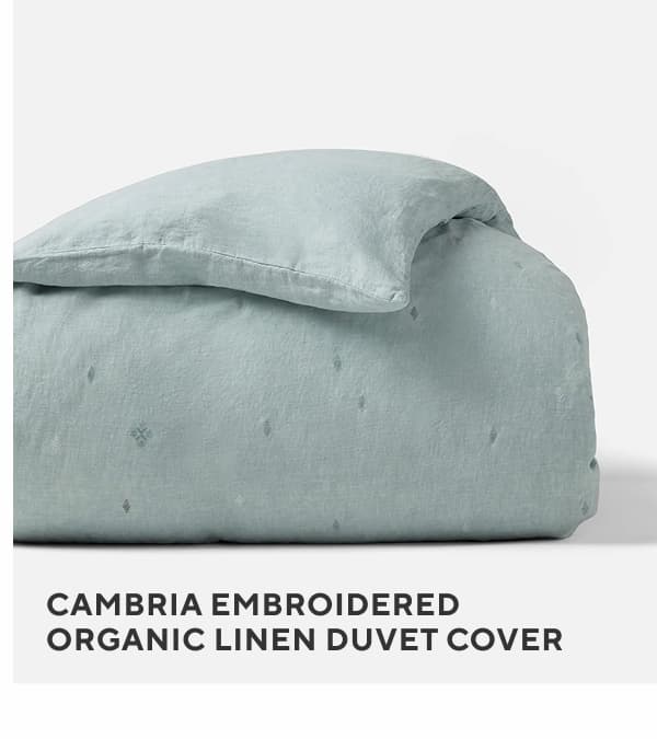 Cambria Embroidered Organic Linen Duvet Cover