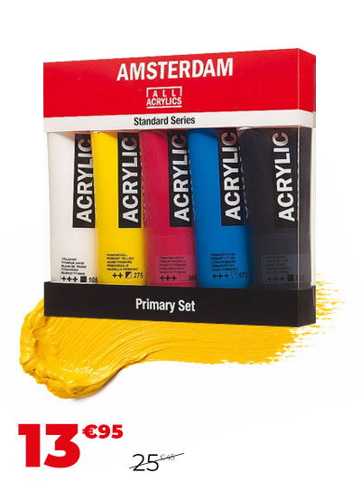 Acrylique 120 ml Pack Primaires + N&B - Amsterdam