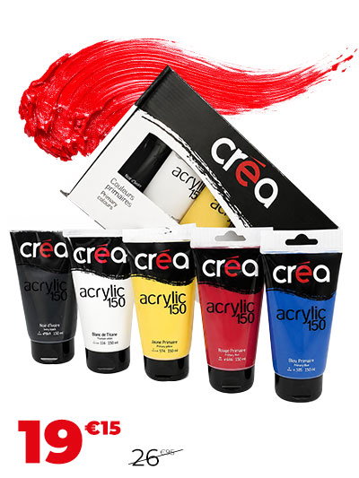 Set de 5 tubes d'acrylique de 150ml - Créa