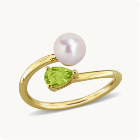 Peridot & Freshwater Cultured Pearl Ring in Gold Plated