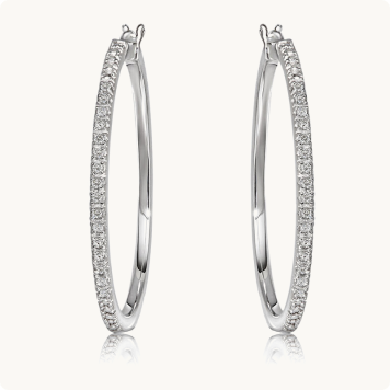 Diamond 1/4ctw. Hoop Earrings in Sterling Silver