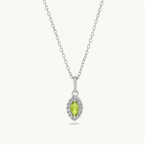 Marquise Peridot Halo Lab Grown Diamond Pendant in Sterling Silver