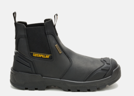 CAT Footwear - Men's Striver XL Chelsea Waterproof Steel Toe Work Boot - Black colorway.