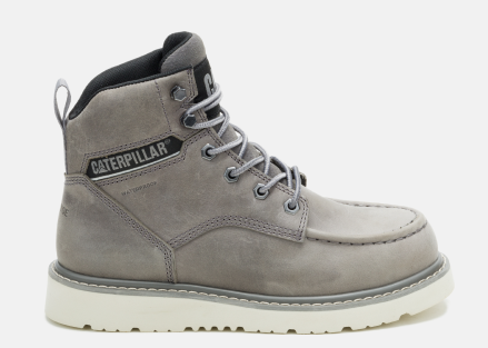 CAT Footwear - Men's Resorption Waterproof Composite Toe Work Boot - Frost Grey colorway.