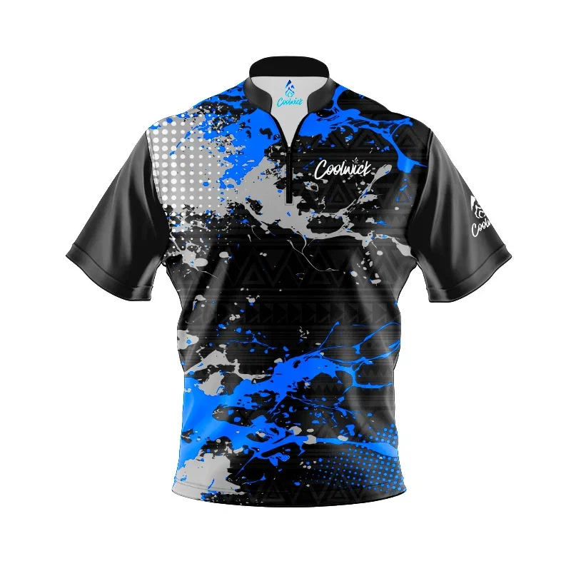 Image of CoolWick Elite Blue Impact Sash Zip Jersey