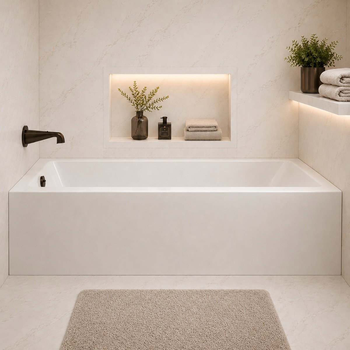 Image of Alcove Soaking Bathtub 60-inch Acrylic Tub