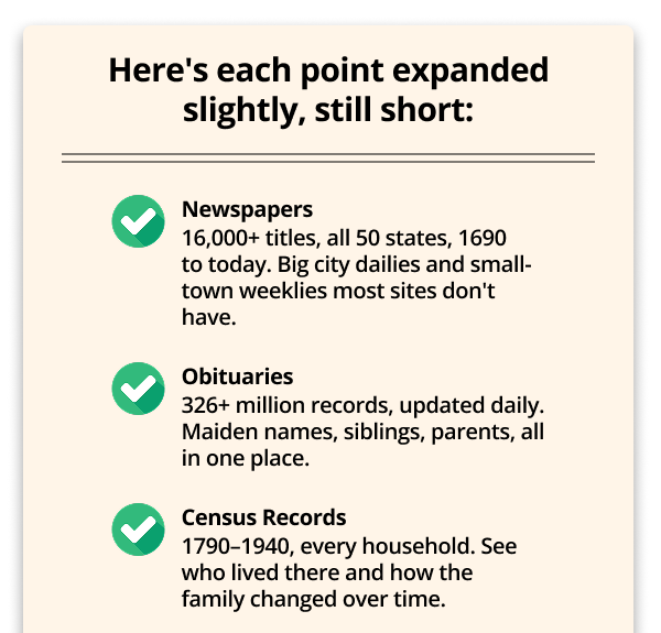 Here's each point expanded slightly, still short: