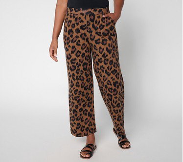 Denim & Co. Regular Fall Beach Jersey Wide Leg Pants