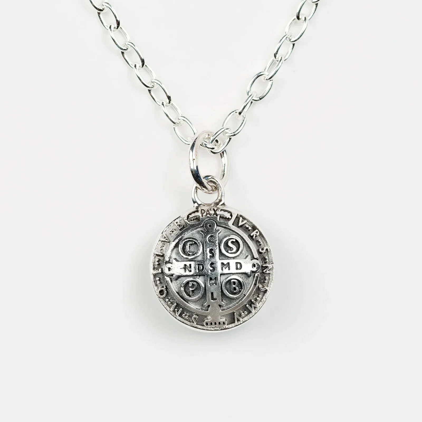 Sterling Silver St. Benedict Charm Necklace