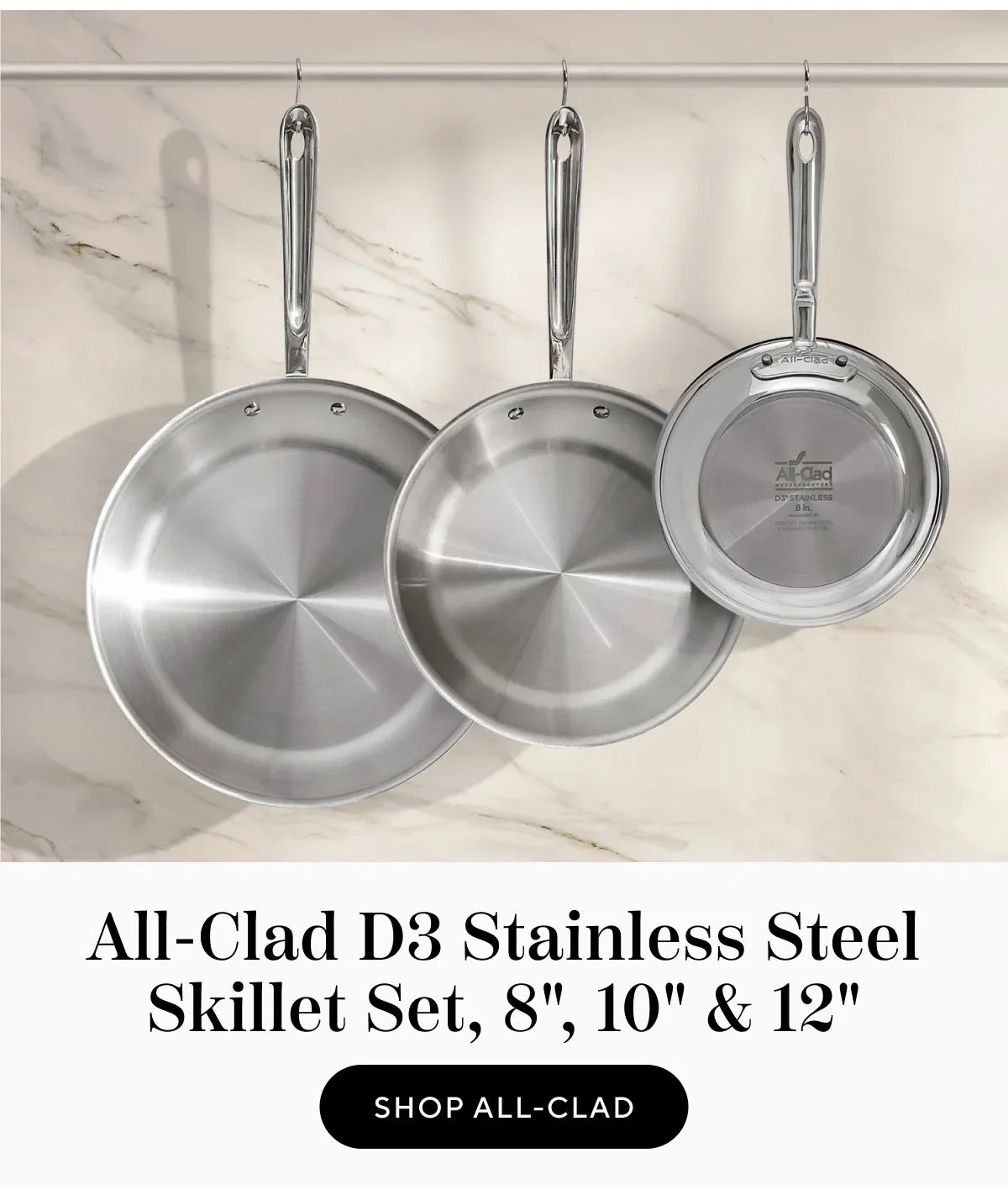 All-Clad D3 Stainless Steel Skillet Set, 8