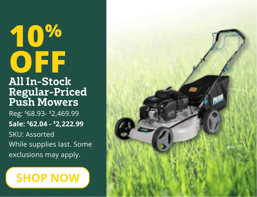 10% off push mowers
